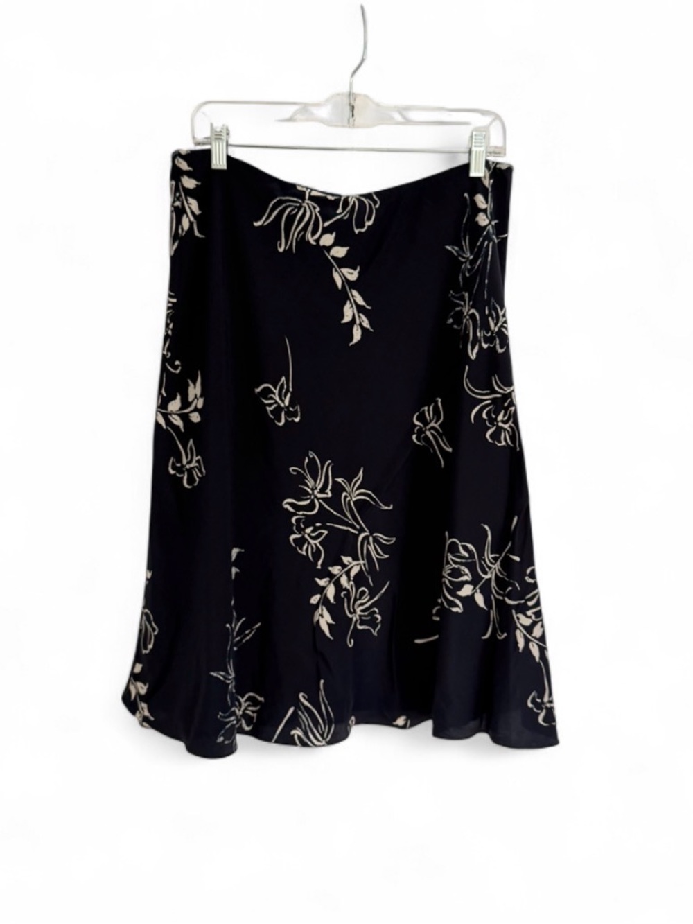 Lauren Ralph Lauren Women’s 100% Silk Monte Carlo Floral Skirt Midi Large Navy